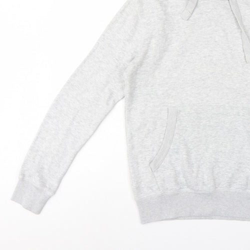 French Connection Men Grey M Pullover Hoodie Embroidered Logo Cotton Blend