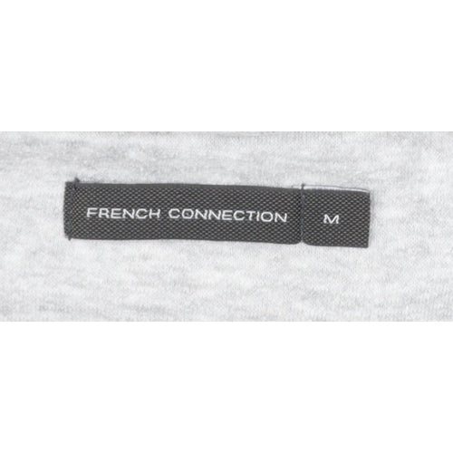 French Connection Men Grey M Pullover Hoodie Embroidered Logo Cotton Blend