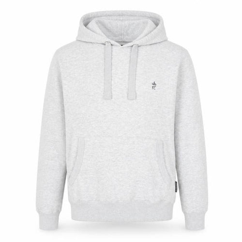 French Connection Men Grey M Pullover Hoodie Embroidered Logo Cotton Blend