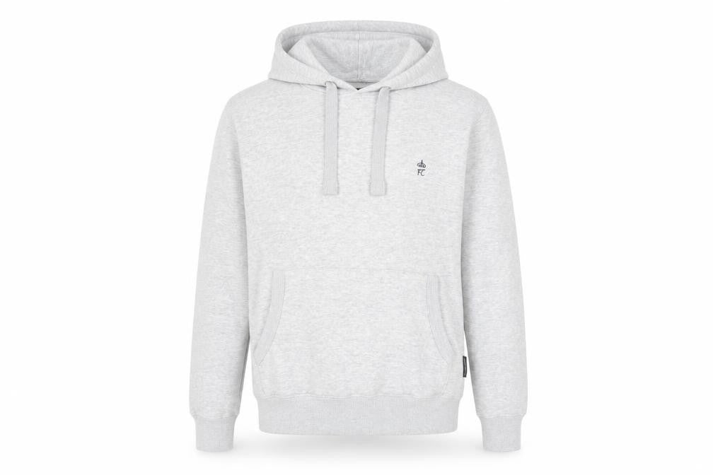 French Connection Men Grey M Pullover Hoodie Embroidered Logo Cotton Blend