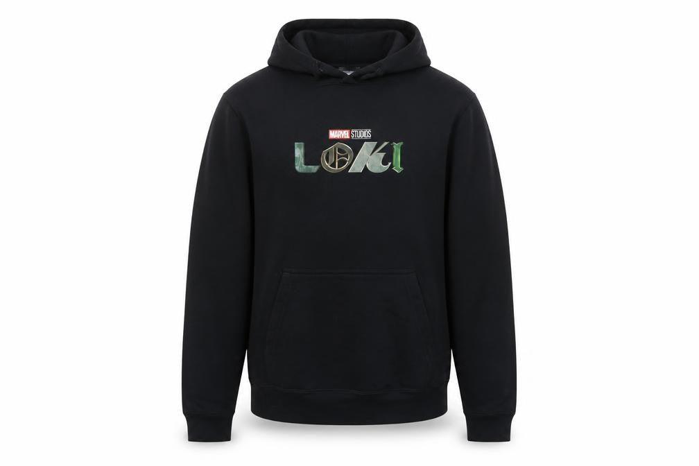 Front view of Port & Company Men’s Black M Loki Marvel Studios Pullover Hoodie
