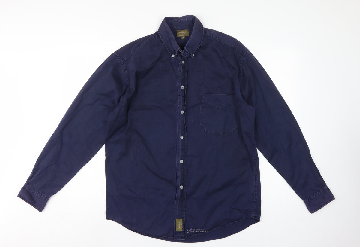 Calvin Klein Jeans Men's Navy M Cotton Button-Down Long Sleeve Shirt