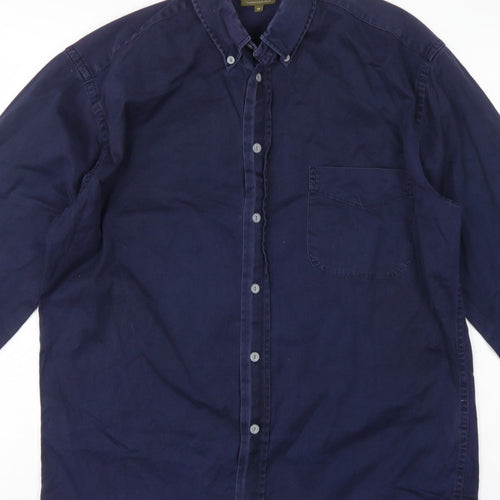 Calvin Klein Jeans Men's Navy M Cotton Button-Down Long Sleeve Shirt