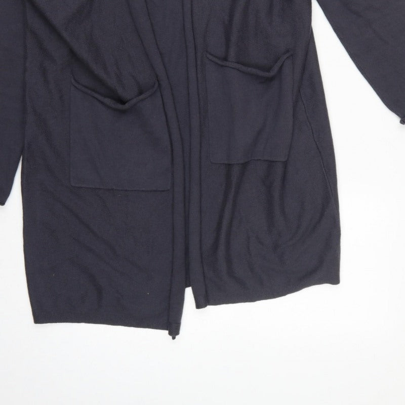 Lounge The White Company Women Blue M Open Longline Cotton Silk Cardigan