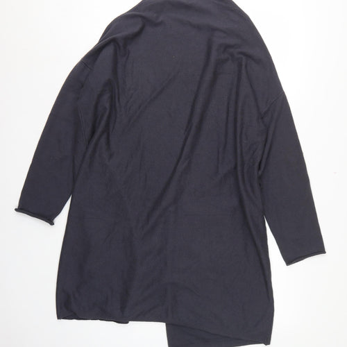 Lounge The White Company Women Blue M Open Longline Cotton Silk Cardigan