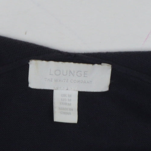 Lounge The White Company Women Blue M Open Longline Cotton Silk Cardigan