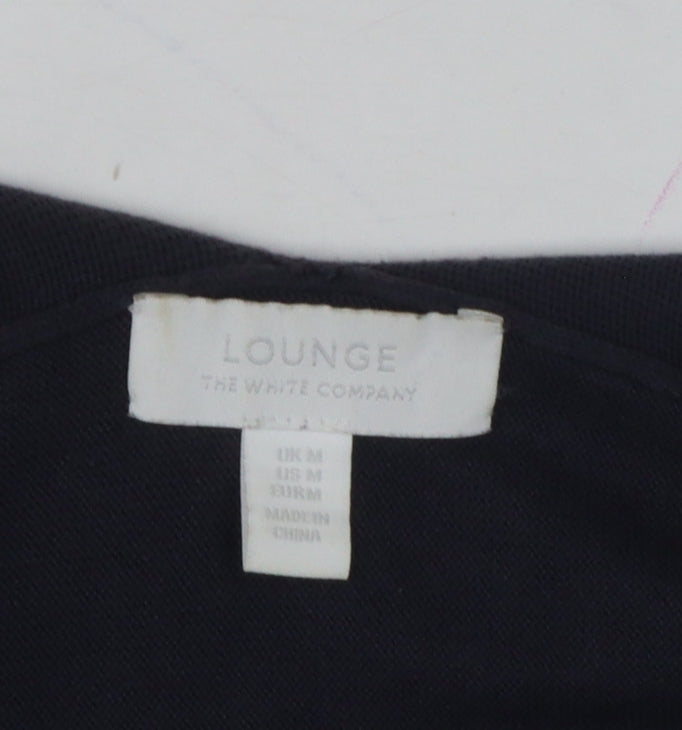 Lounge The White Company Women Blue M Open Longline Cotton Silk Cardigan