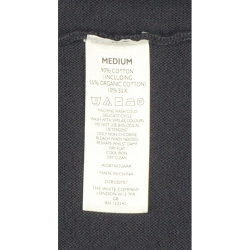 Lounge The White Company Women Blue M Open Longline Cotton Silk Cardigan