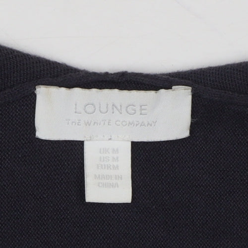 Lounge The White Company Women Blue M Open Longline Cotton Silk Cardigan