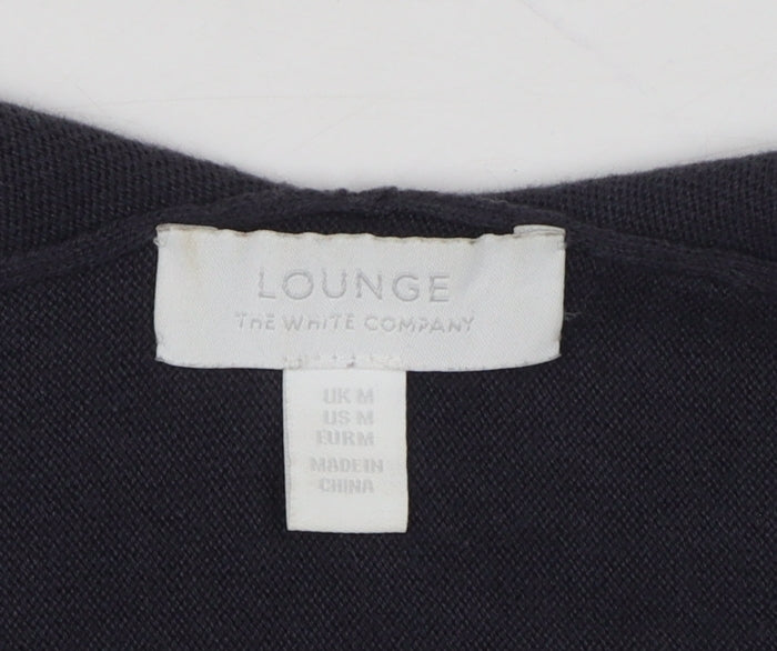 Lounge The White Company Women Blue M Open Longline Cotton Silk Cardigan