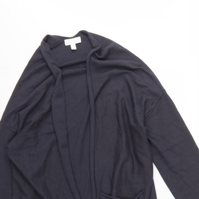Lounge The White Company Women Blue M Open Longline Cotton Silk Cardigan