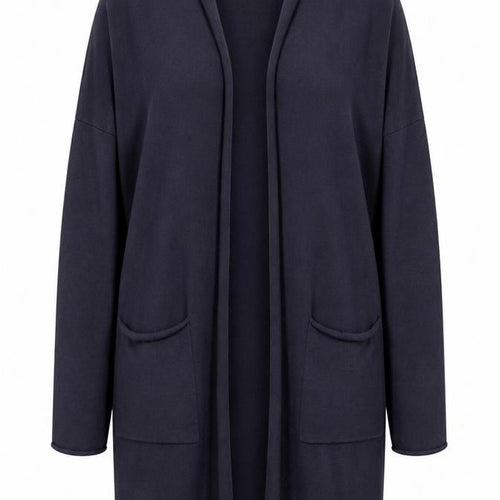 Lounge The White Company Women Blue M Open Longline Cotton Silk Cardigan