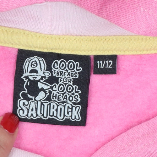 Saltrock Girls Pink 11-12 Years Pullover Hoodie Beach Graphic Cotton