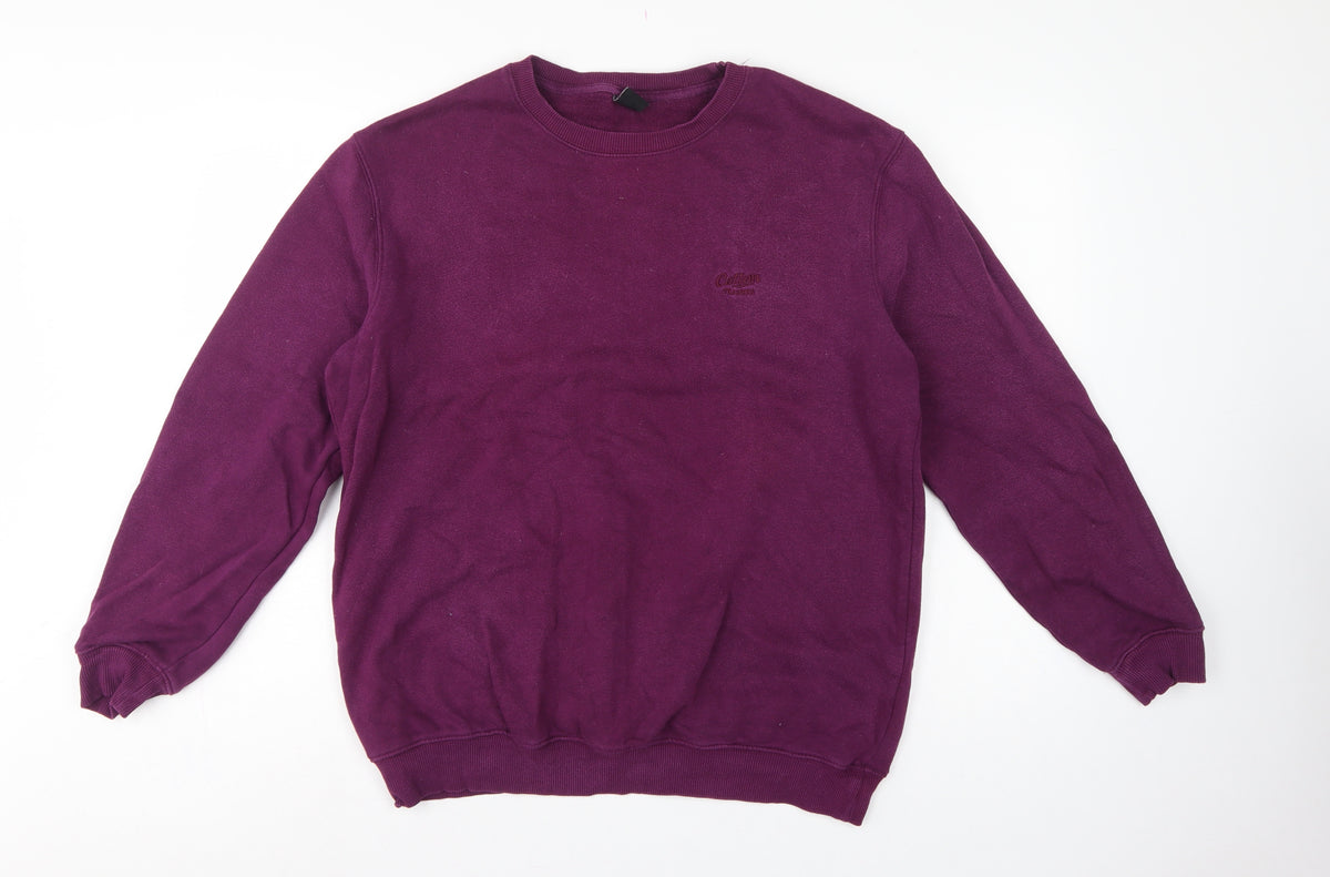 Cotton Traders Men’s Purple L Pullover Crew Neck Logo Sweatshirt