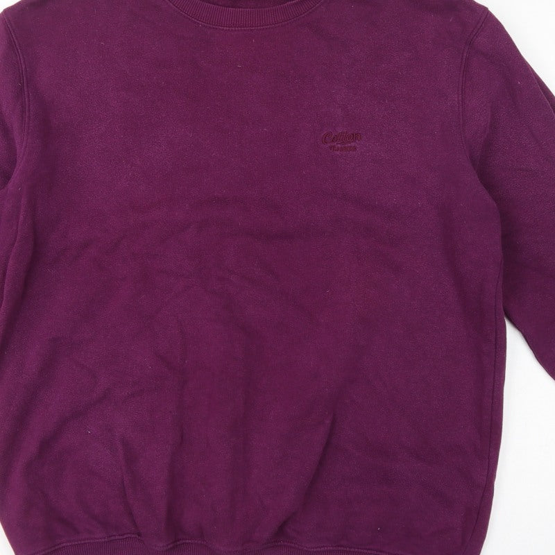 Cotton Traders Men’s Purple L Pullover Crew Neck Logo Sweatshirt