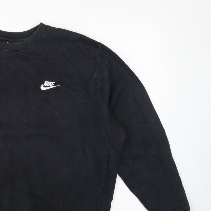 Nike Men’s Black L Pullover Fleece Crew Neck Logo Sweatshirt