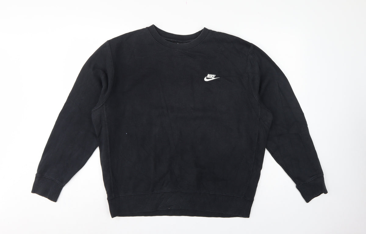 Nike Men’s Black L Pullover Fleece Crew Neck Logo Sweatshirt