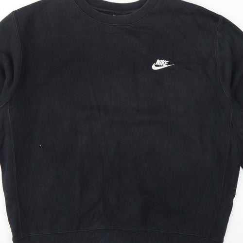 Nike Men’s Black L Pullover Fleece Crew Neck Logo Sweatshirt