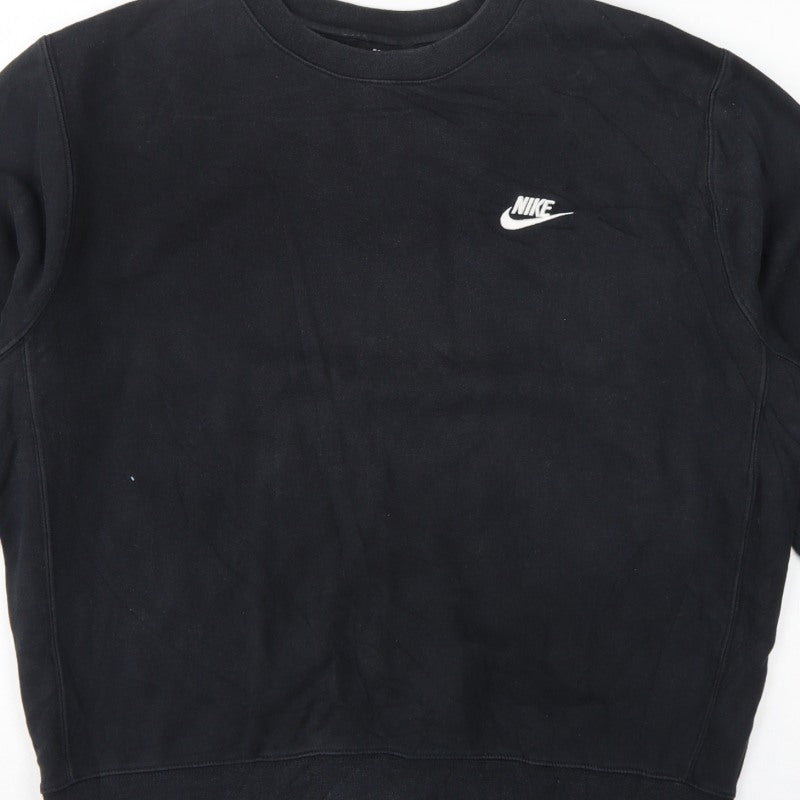 Nike Men’s Black L Pullover Fleece Crew Neck Logo Sweatshirt