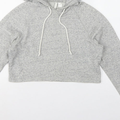 H&M Divided Women’s Grey Cropped Pullover Hoodie Size S Drawstring