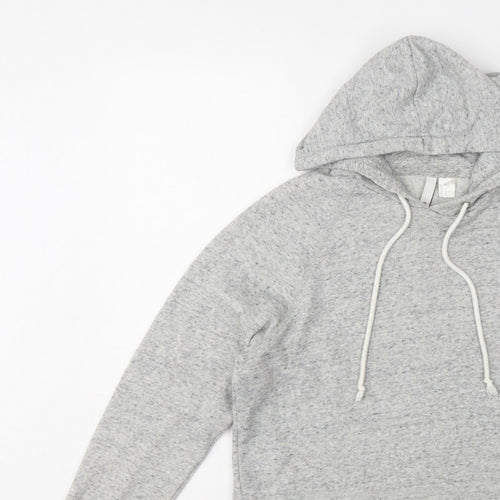 H&M Divided Women’s Grey Cropped Pullover Hoodie Size S Drawstring