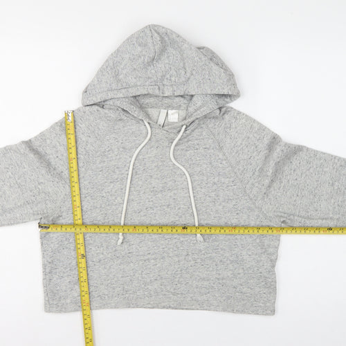 H&M Divided Women’s Grey Cropped Pullover Hoodie Size S Drawstring