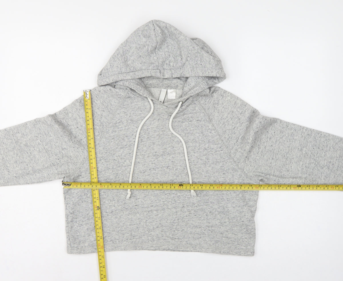 H&M Divided Women’s Grey Cropped Pullover Hoodie Size S Drawstring