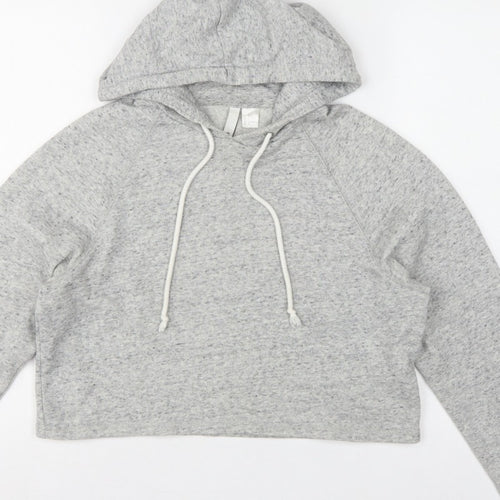 H&M Divided Women’s Grey Cropped Pullover Hoodie Size S Drawstring