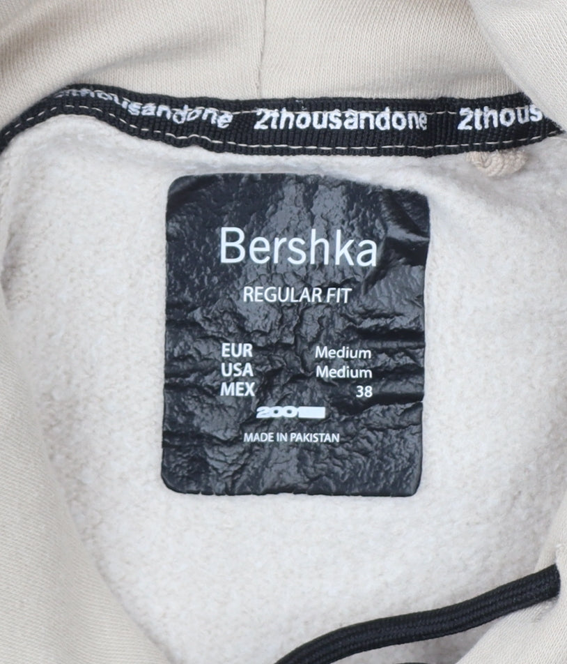 Additional view of Bershka Men’s Beige M Regular Fit Pullover Hoodie Fleece Pocket