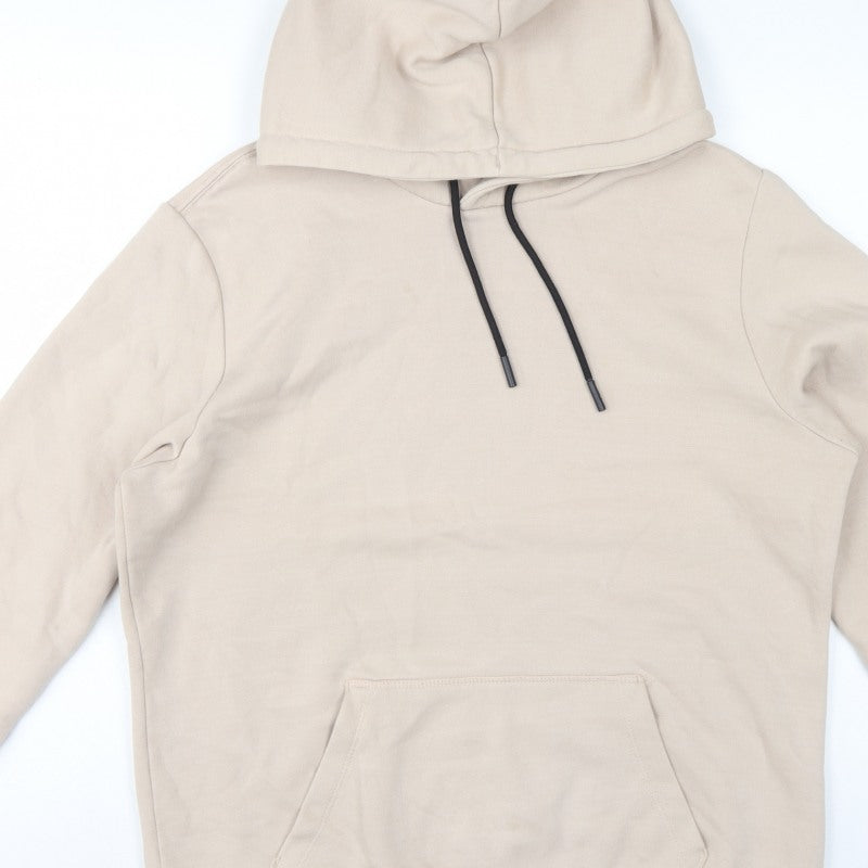 Additional view of Bershka Men’s Beige M Regular Fit Pullover Hoodie Fleece Pocket