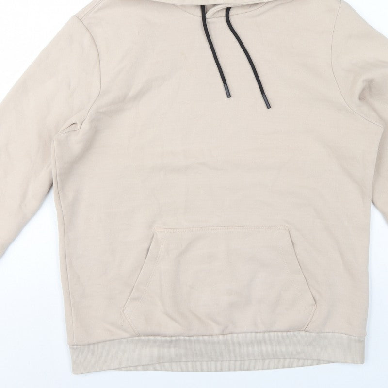 Additional view of Bershka Men’s Beige M Regular Fit Pullover Hoodie Fleece Pocket
