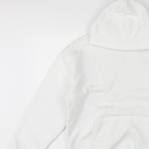 Fabregas Men White XL Pullover Fleece Hoodie Logo Pocket