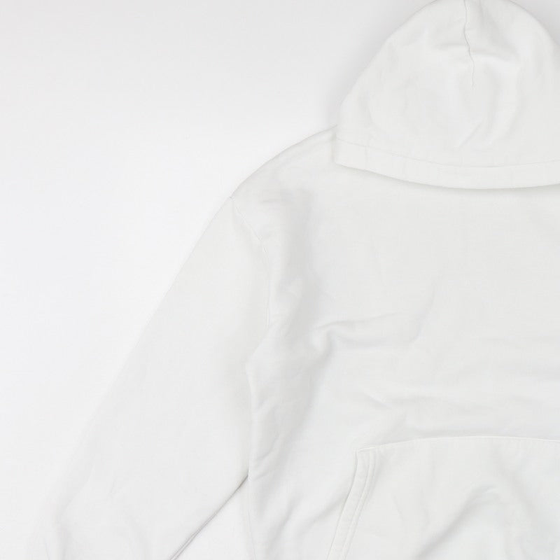 Fabregas Men White XL Pullover Fleece Hoodie Logo Pocket