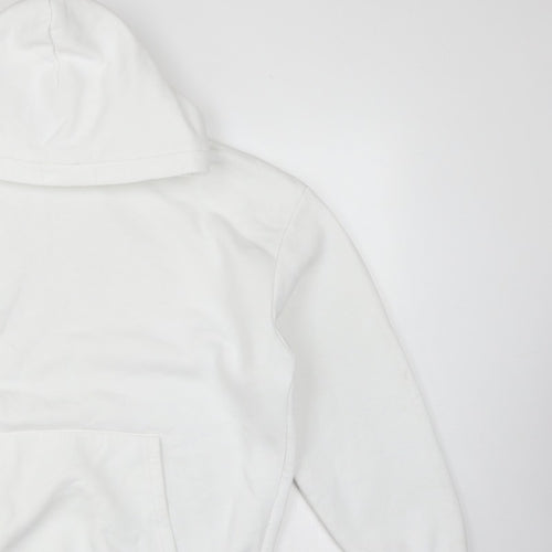 Fabregas Men White XL Pullover Fleece Hoodie Logo Pocket