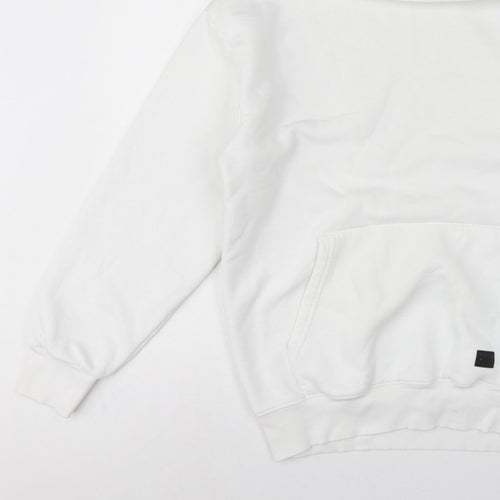 Fabregas Men White XL Pullover Fleece Hoodie Logo Pocket