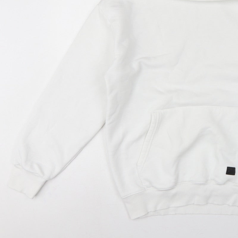 Fabregas Men White XL Pullover Fleece Hoodie Logo Pocket
