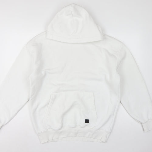 Fabregas Men White XL Pullover Fleece Hoodie Logo Pocket