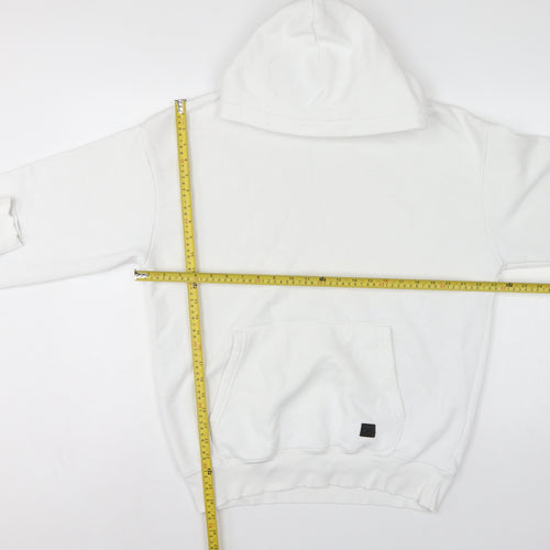 Fabregas Men White XL Pullover Fleece Hoodie Logo Pocket