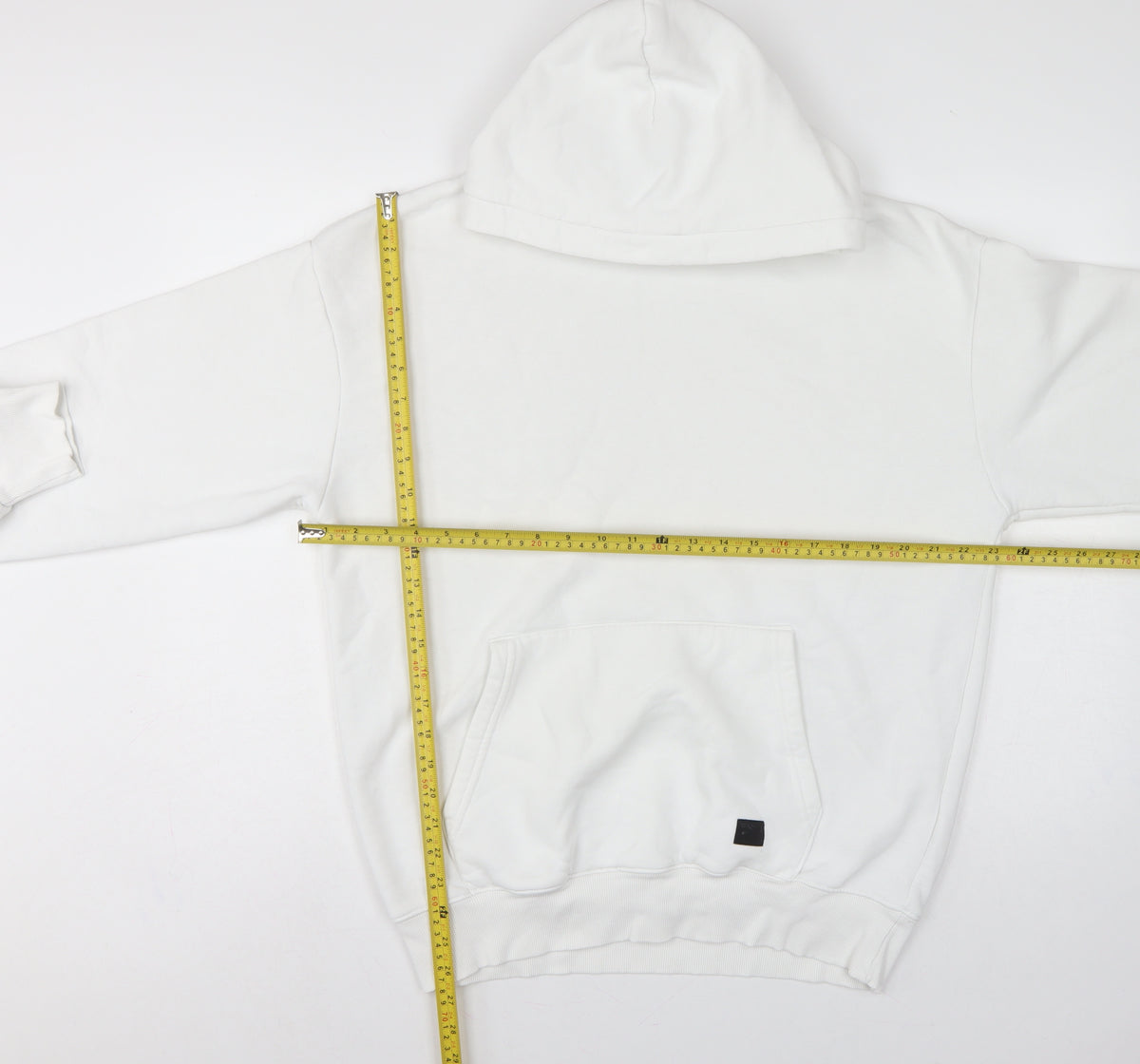 Fabregas Men White XL Pullover Fleece Hoodie Logo Pocket