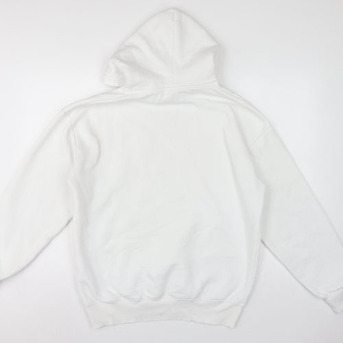 Fabregas Men White XL Pullover Fleece Hoodie Logo Pocket