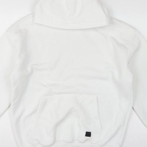 Fabregas Men White XL Pullover Fleece Hoodie Logo Pocket