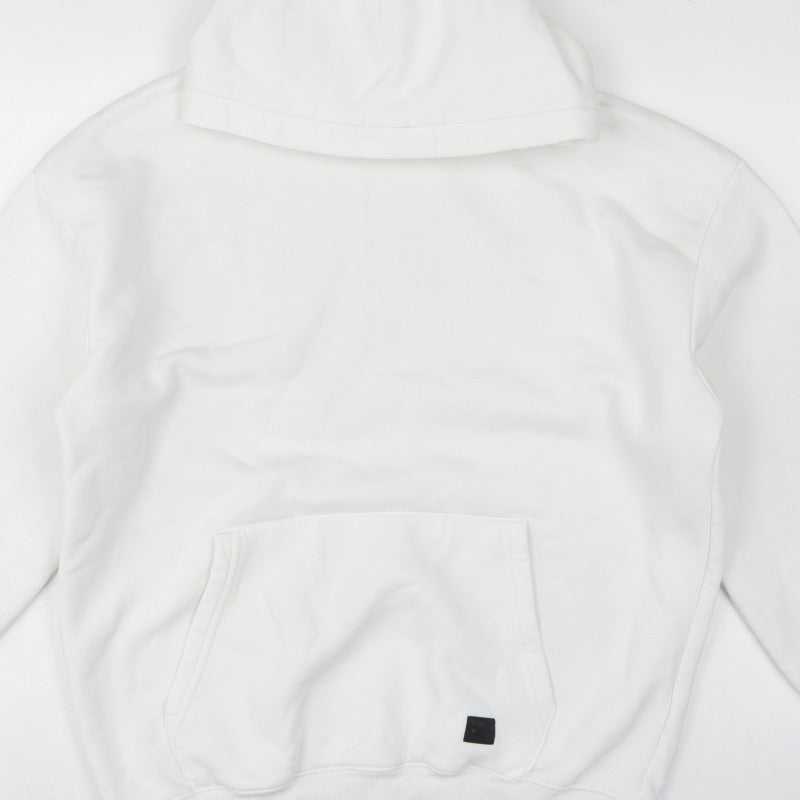 Fabregas Men White XL Pullover Fleece Hoodie Logo Pocket