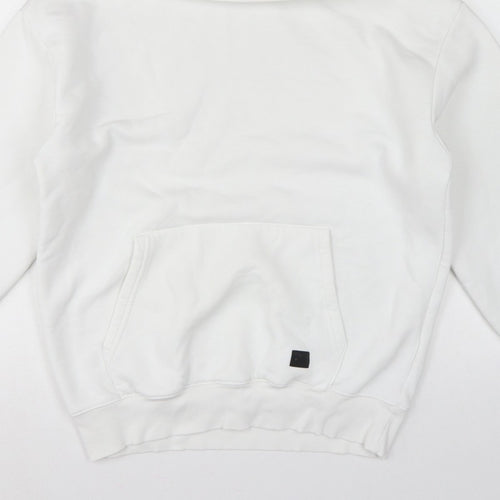 Fabregas Men White XL Pullover Fleece Hoodie Logo Pocket