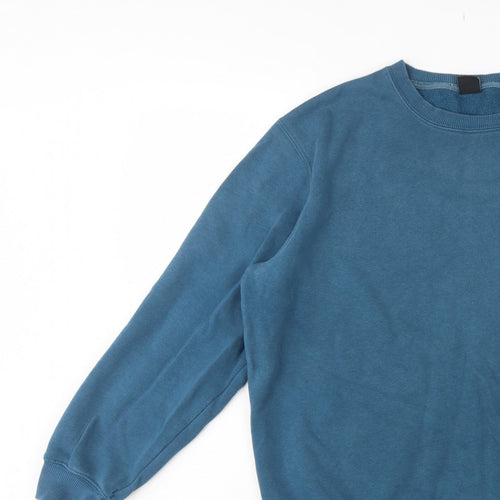 Cotton Traders Men’s Blue L Crew Neck Logo Fleece Sweatshirt Pullover