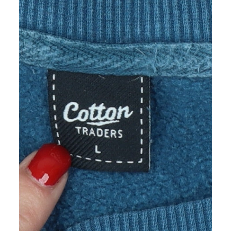Cotton Traders Men’s Blue L Crew Neck Logo Fleece Sweatshirt Pullover