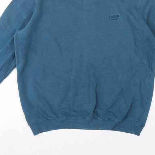 Cotton Traders Men’s Blue L Crew Neck Logo Fleece Sweatshirt Pullover