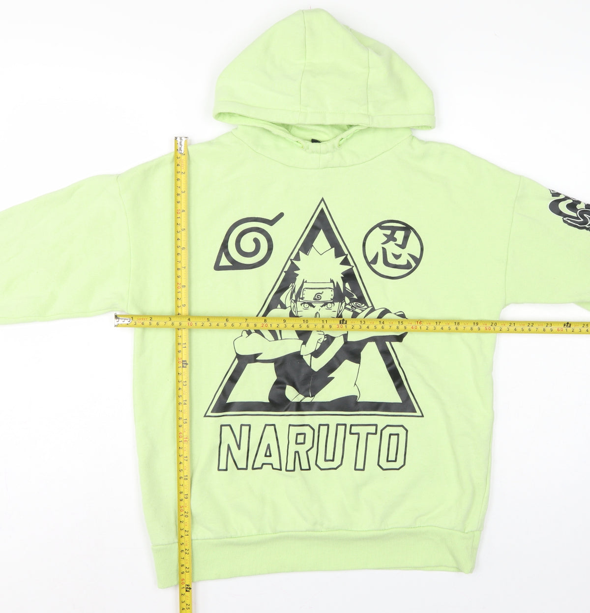 Primark Boys Green Naruto Shippuden Graphic Pullover Hoodie 12-13 Years
