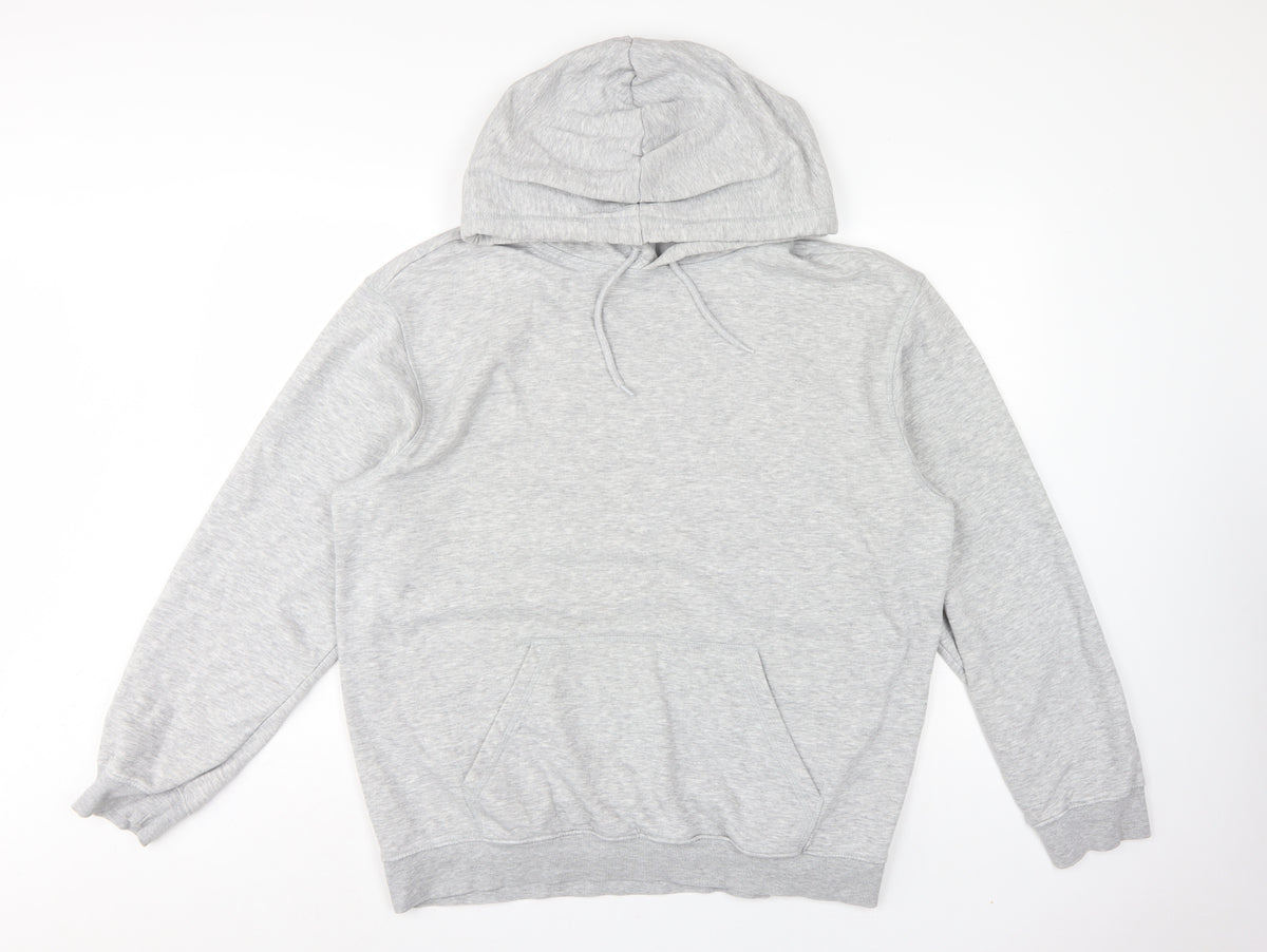 H&M Essentials Men’s Grey L Relaxed Fit Pullover Hoodie Fleece