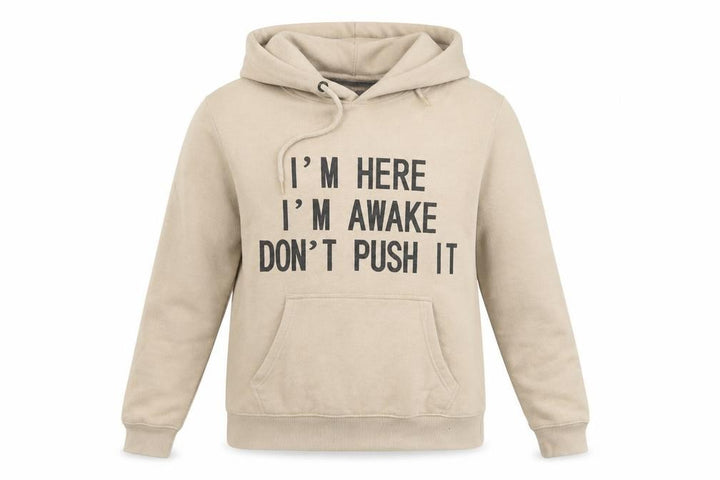 North West Women's Beige M Pullover Hoodie Slogan Graphic Fleece