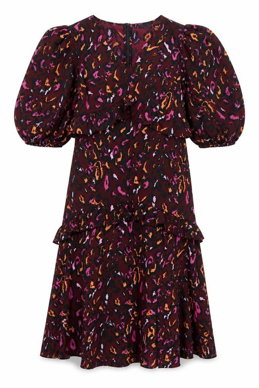 Front view of Et Vous Women’s Multicoloured Animal Print Fit & Flare Dress UK 14
